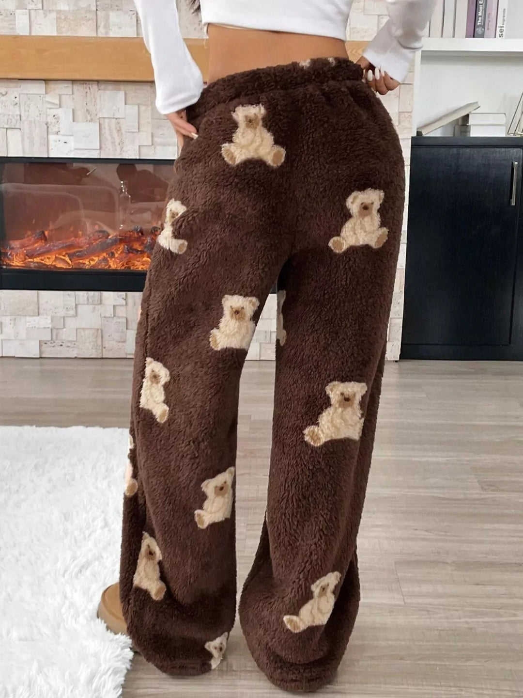Drawstring wide-leg pull-on lounge pants