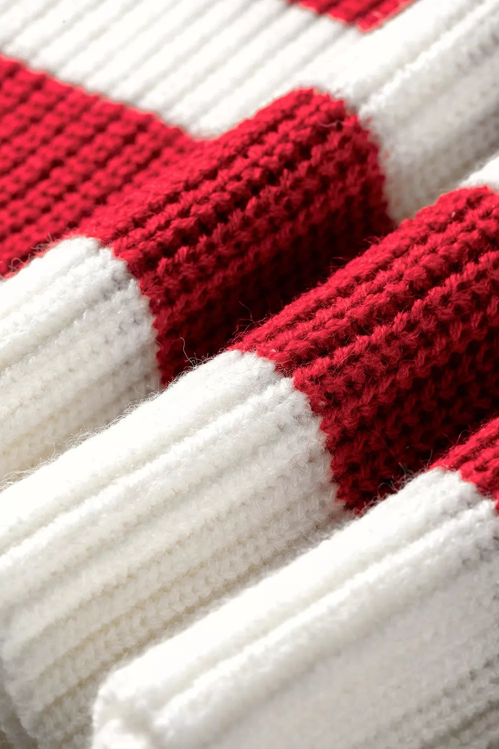 Striped rib knit henley sweater with snap button placket