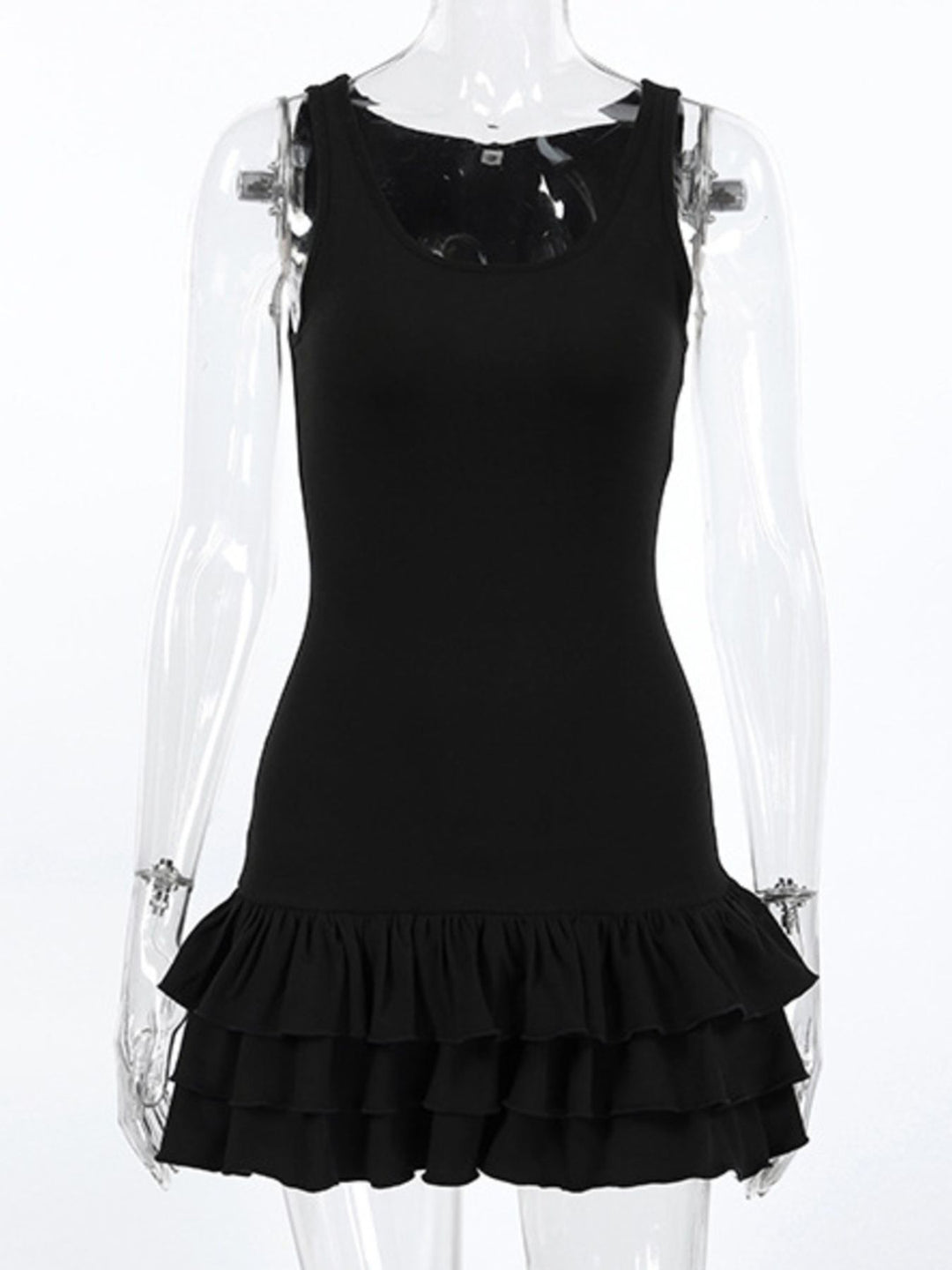 Ruffled tiered hem scoop neck tank top