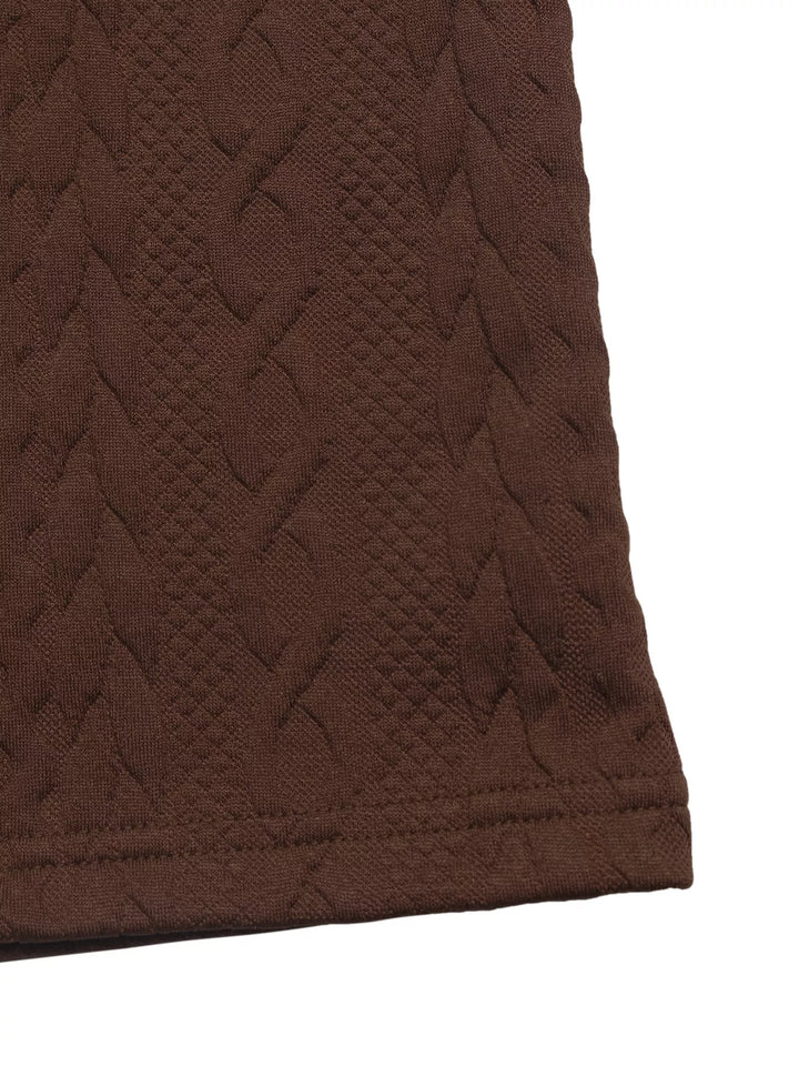 Diamond-textured wide-leg pants with contrast waistband