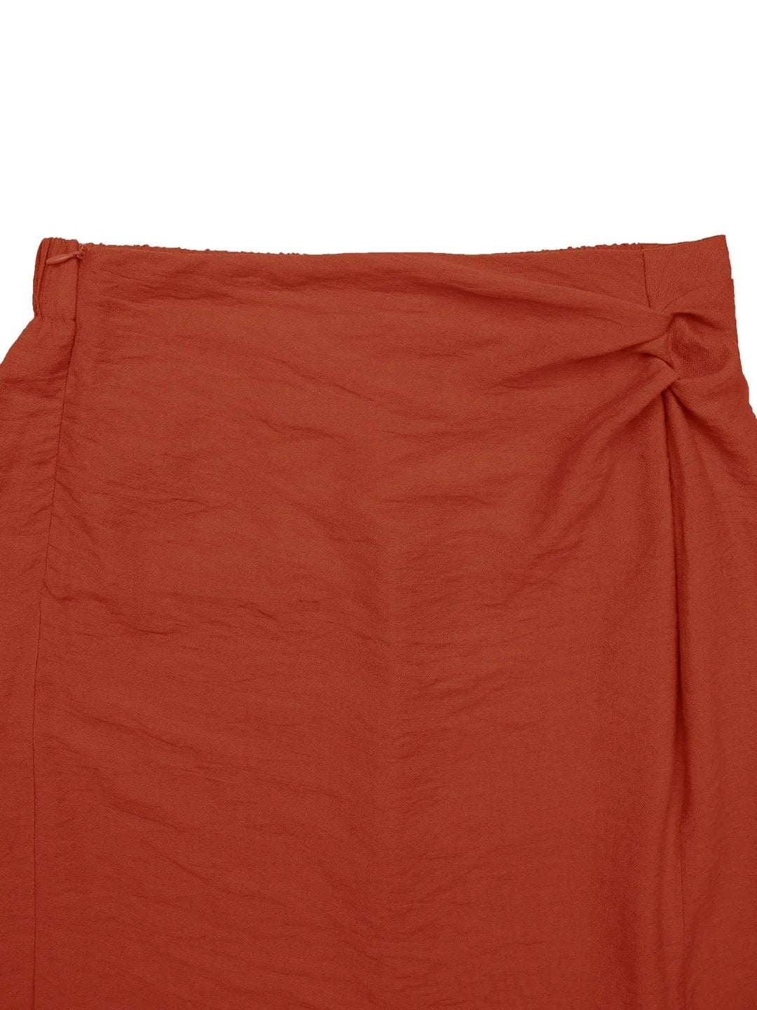 Front-slit midi skirt with twist waist detail
