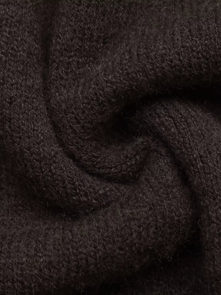 Crew neck button-up knit cardigan with patch pockets