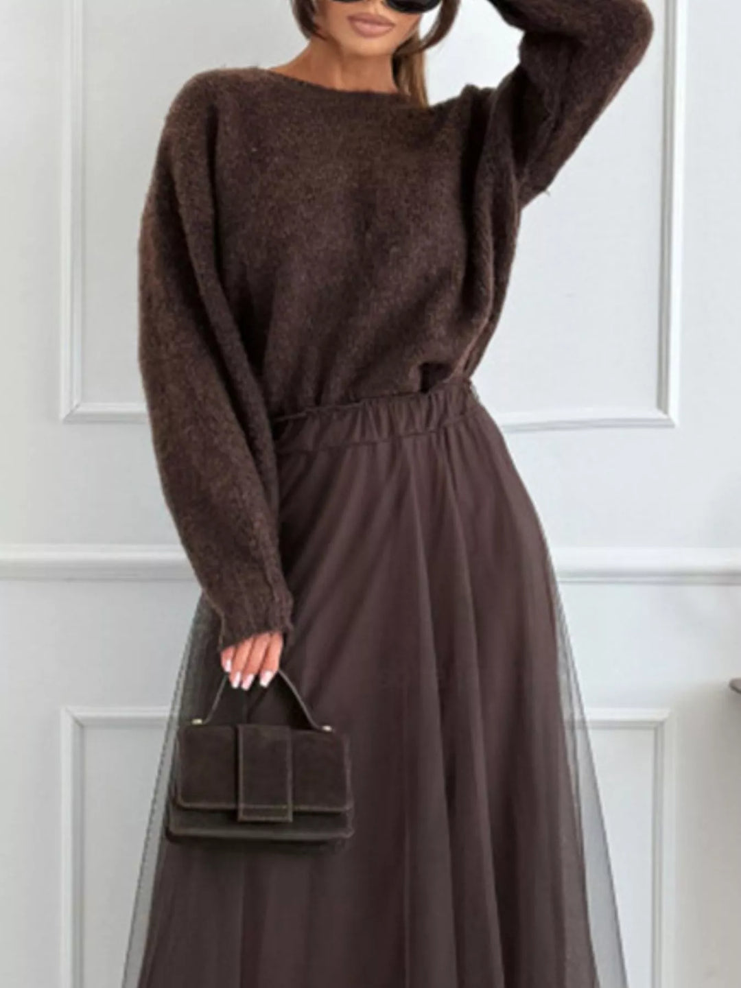 Leopard bow-back dropped-shoulder knit sweater