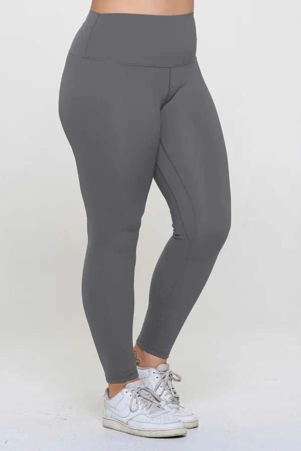 Fleece-lined high-waisted leggings with wide waistband