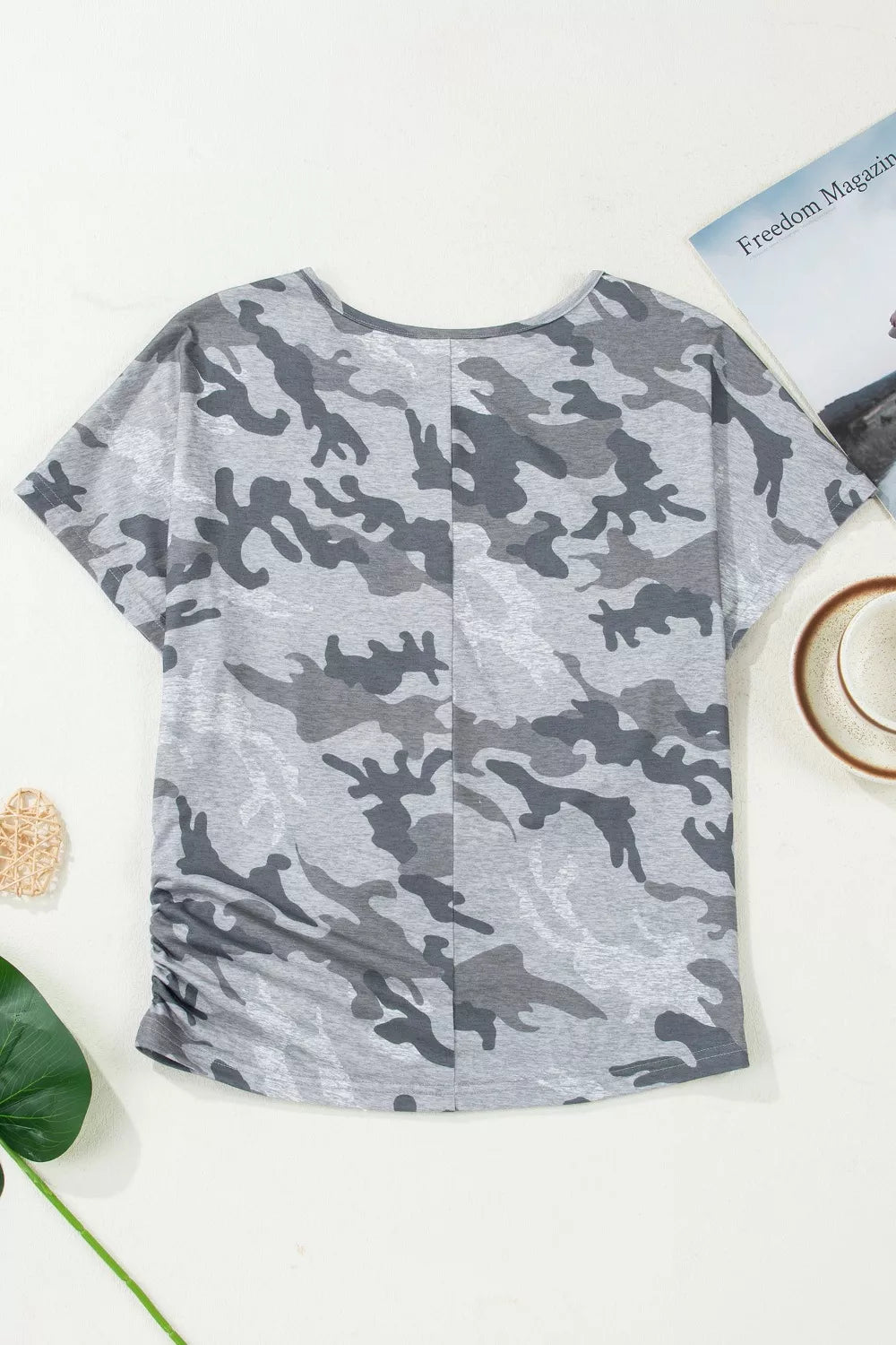 Camo print relaxed short sleeve crew neck tee