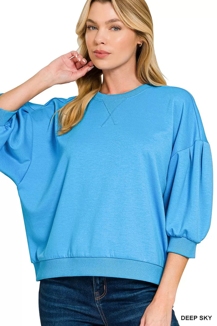 DEEP SKY Dolman sleeve scuba sweatshirt with ribbed hem