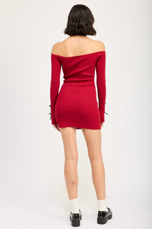 Bella Bow Detail Off-Shoulder Bodycon Dress - off shoulder, mini - view 37