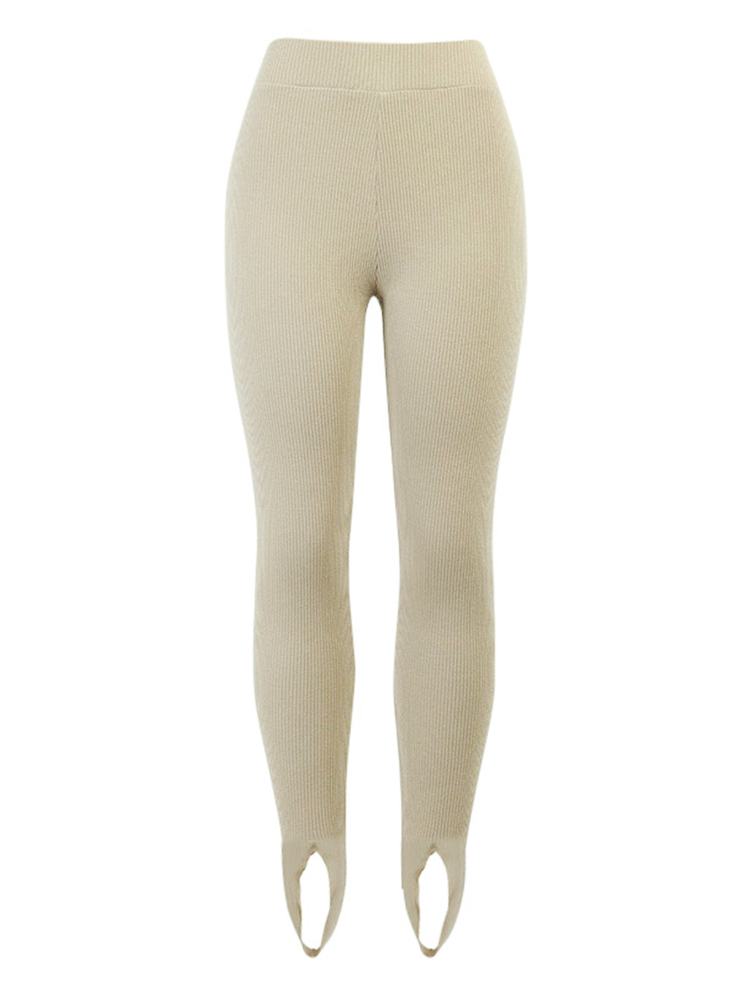 Ribbed knit mid-rise leggings with split hem