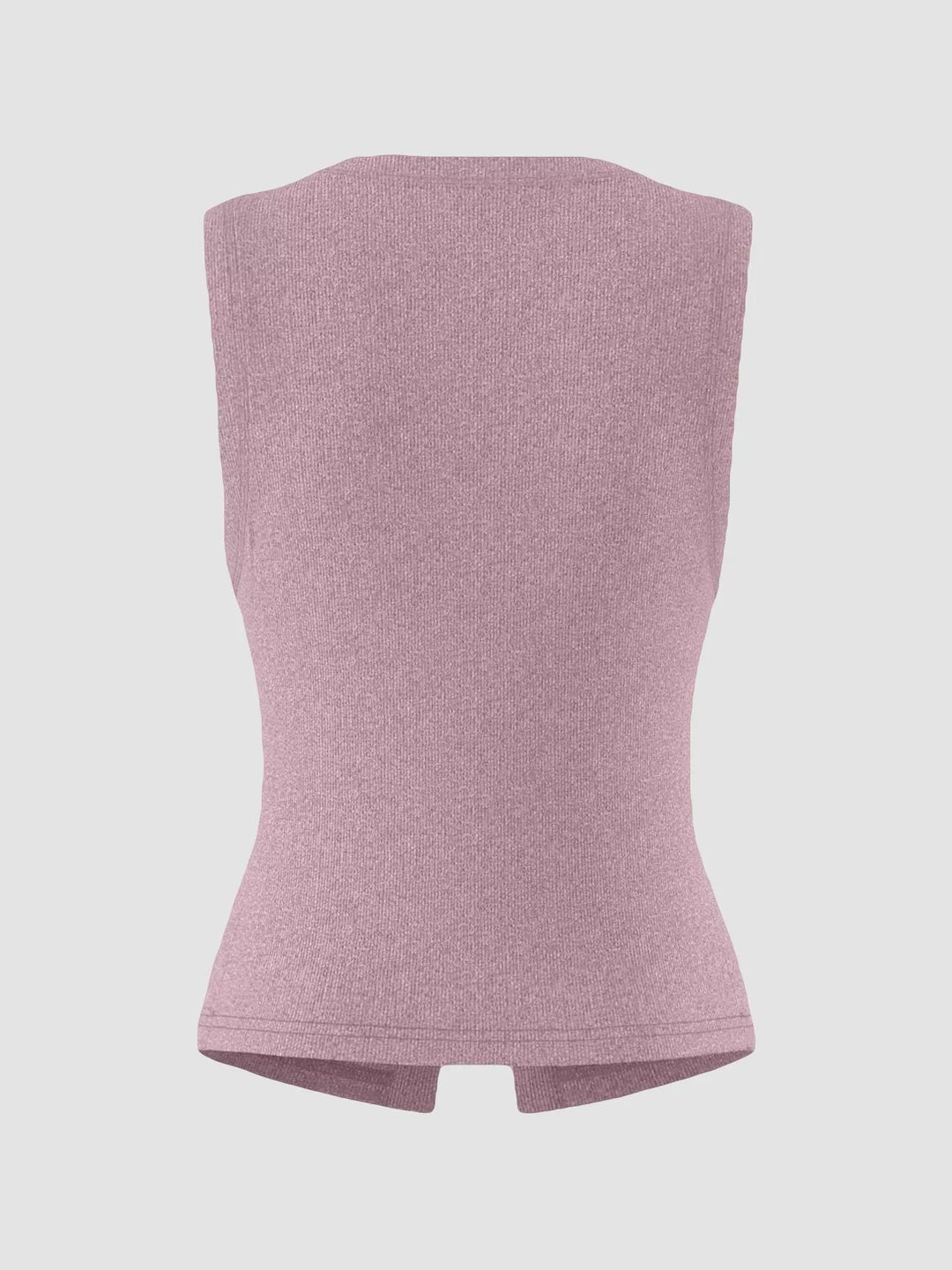Ribbed mock-neck button-front sleeveless tank