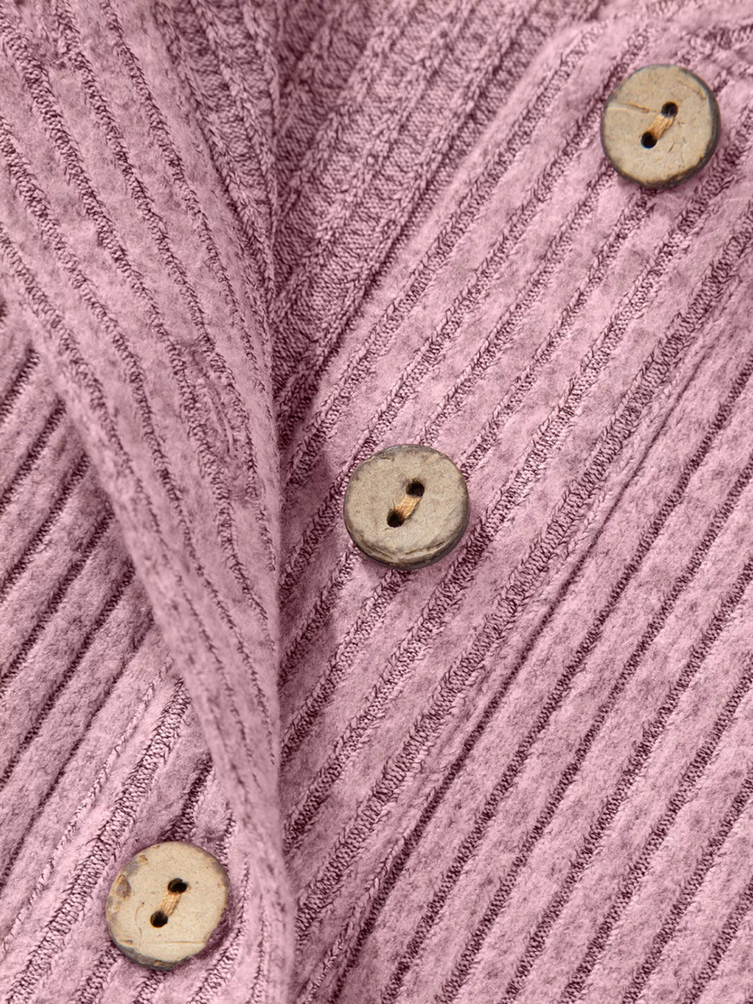 Ribbed drop-shoulder henley top with wood buttons