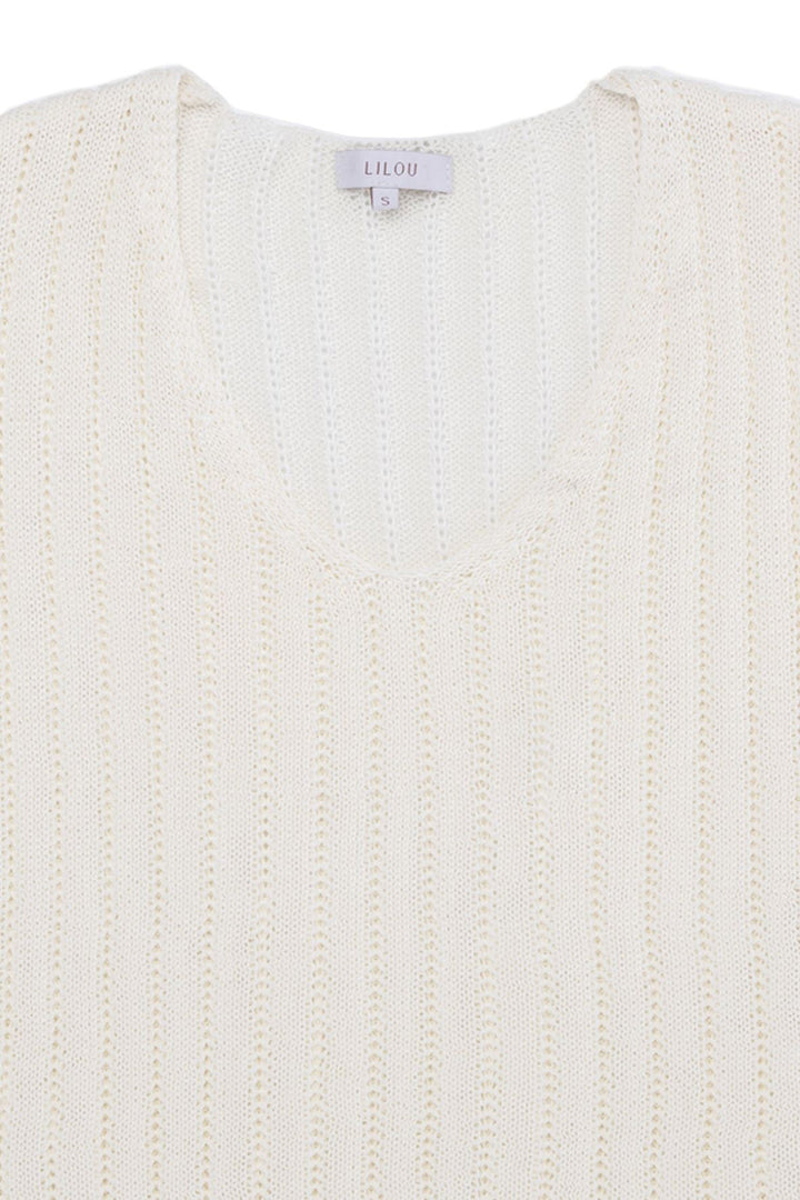 Variegated rib V neck sweater - Azoroh