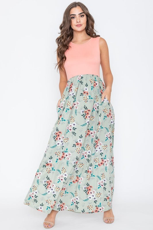 Blooming Garden Sleeveless Maxi Dress in Yellow - round neck, maxi - view 4