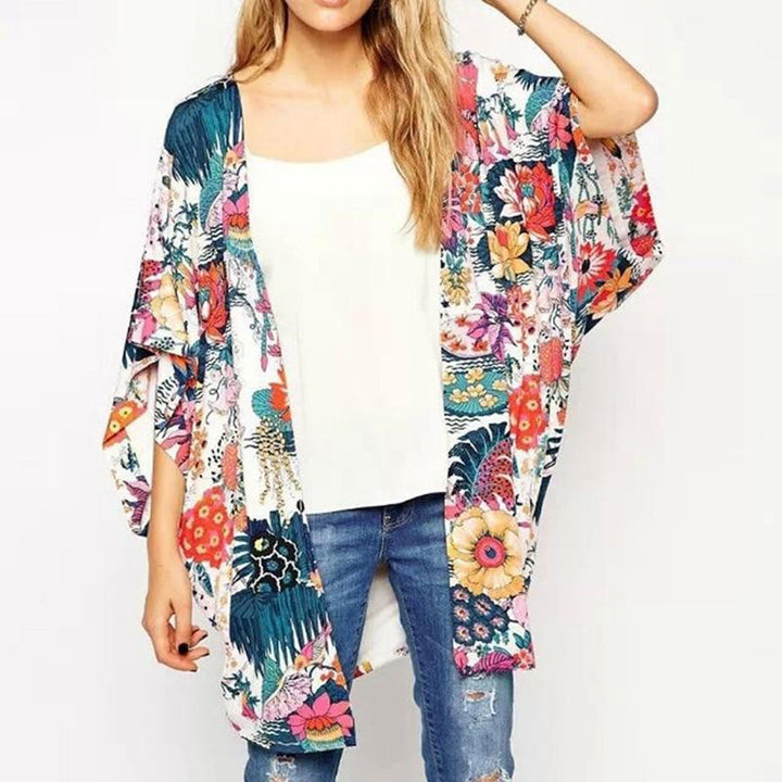 Blossom Paradise Floral Kimono Cardigan in Floral - oversized, maxi - front view