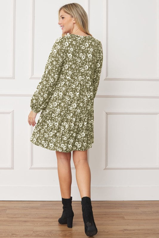 Blossom Tiered Crew Neck Midi Dress - crew neck, midi - color options