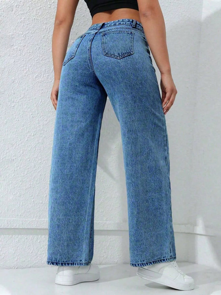 High-rise wide-leg jeans with five-pocket styling