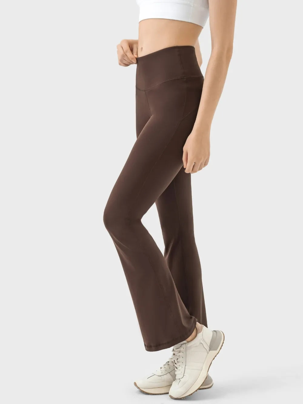 High-waist flare yoga leggings with wide waistband
