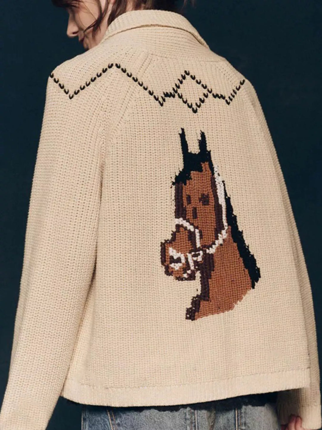 Open-front sailboat knit long sleeve cardigan
