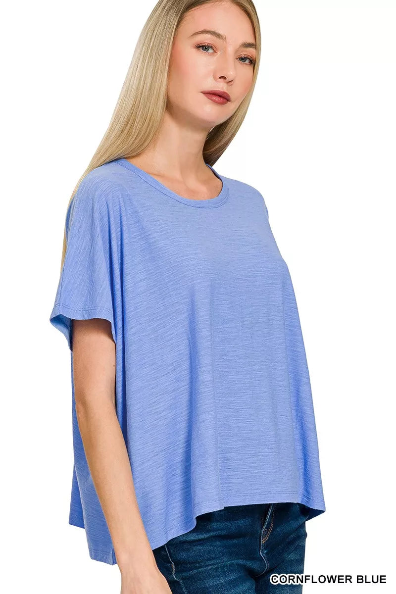 Relaxed drop-shoulder round neck short sleeve tee