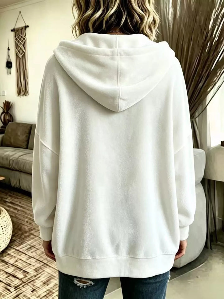 Oversized hooded button-up jacket with patch pockets