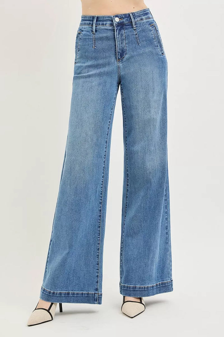 Medium High-rise wide-leg jeans with tummy control waistband