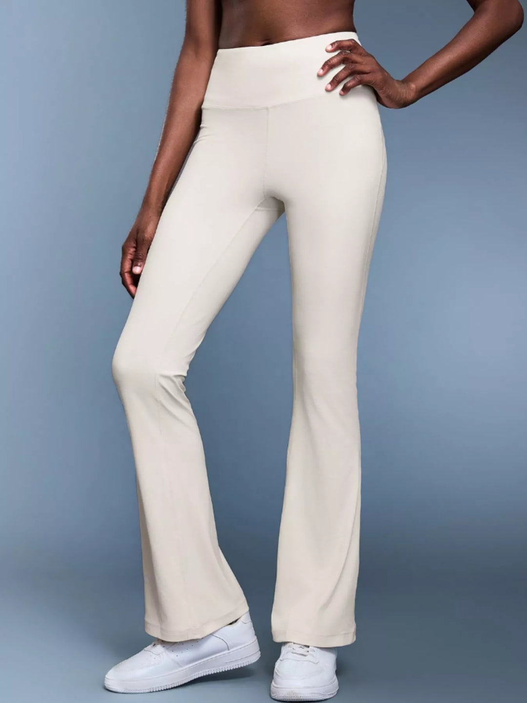 High-rise flare yoga pants with wide waistband