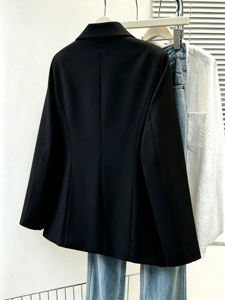 Single-breasted notch lapel blazer with flap pockets