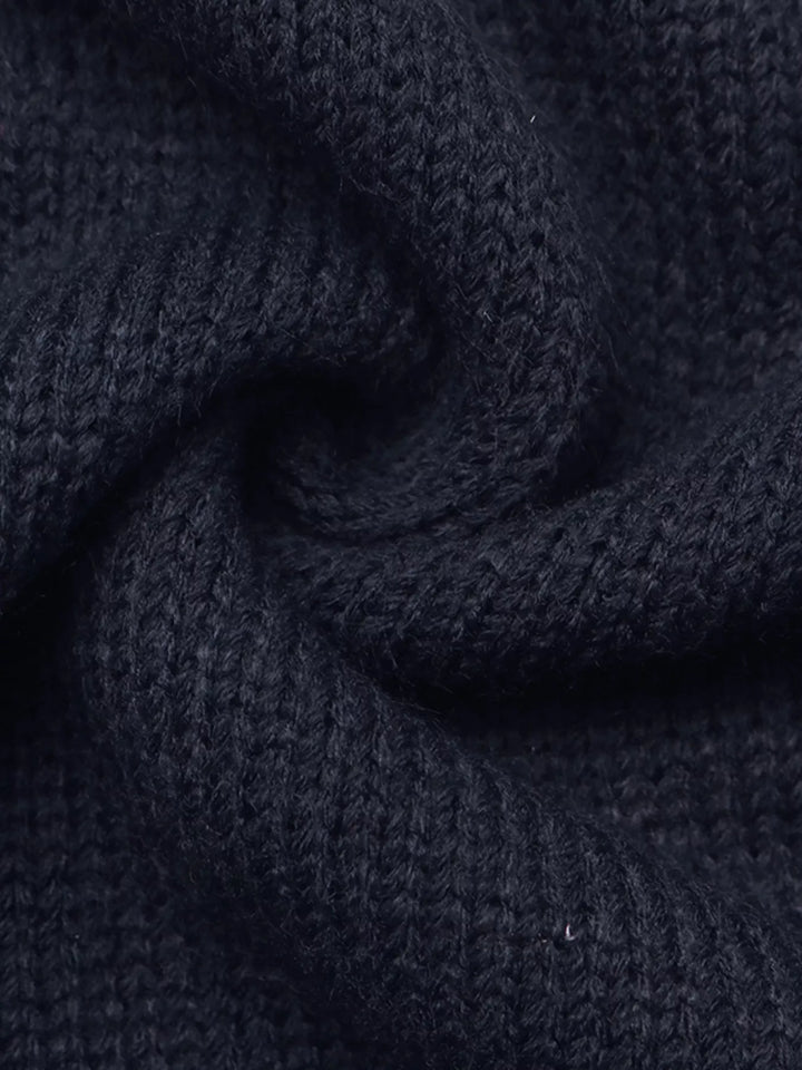 Swan intarsia drop-shoulder knit sweater with contrast trim