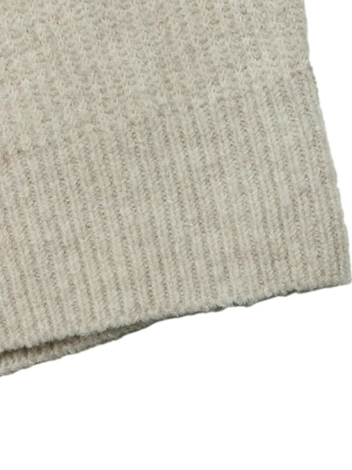Contrast trim ribbed knit polo sweater with dropped shoulders
