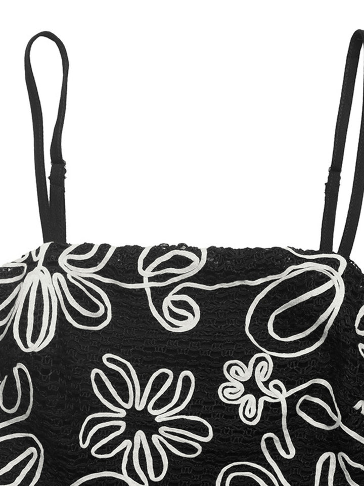 Floral smocked peplum cami with spaghetti straps