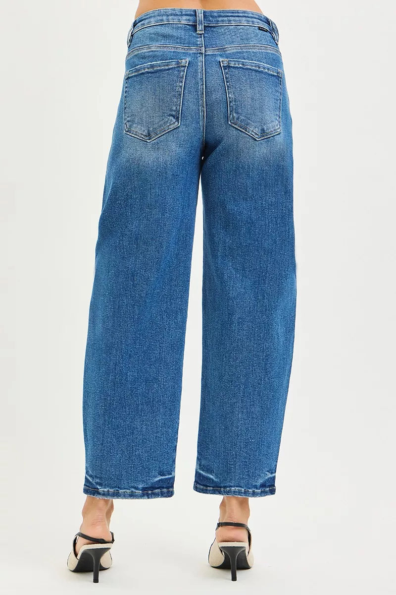 Slouchy cropped barrel-leg jeans with high-rise waist