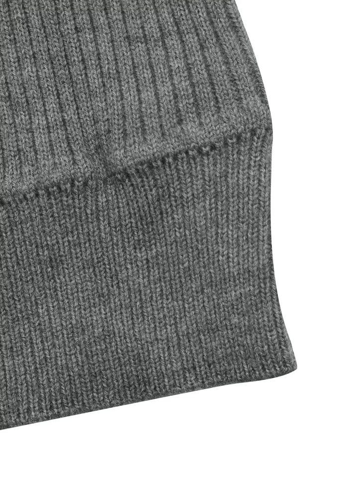 Ribbed knit mock neck button-front cardigan