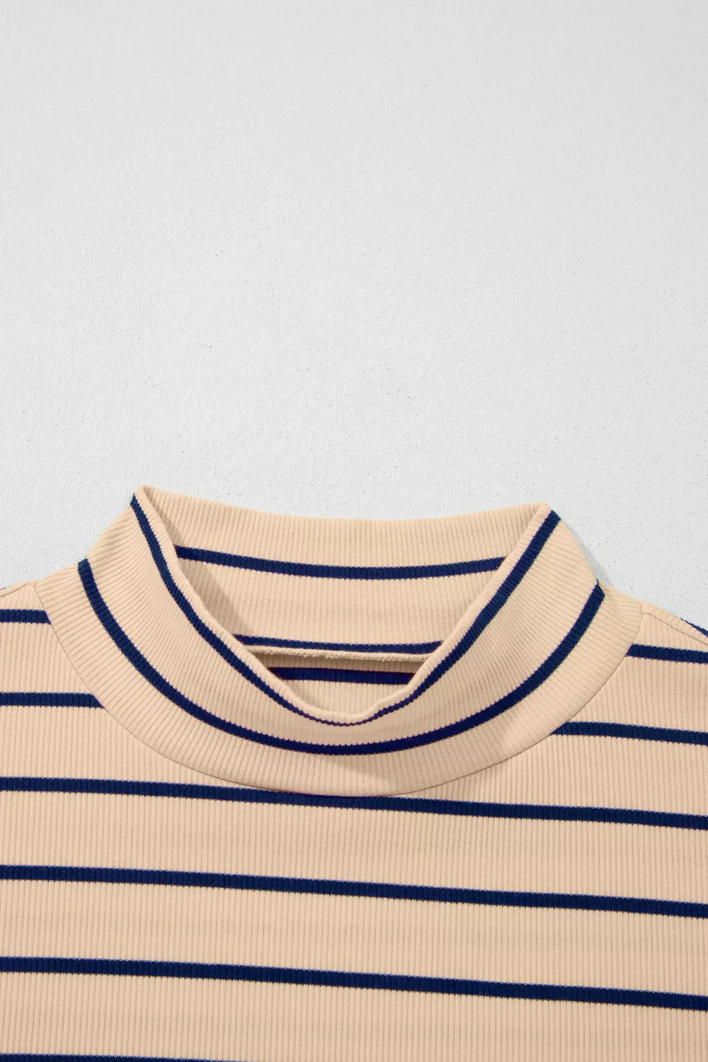 Striped mock neck short sleeve knit top
