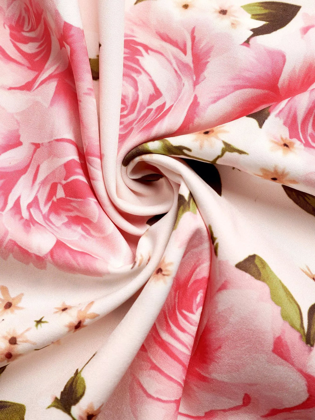 Rose print halter neck midi dress with smocked bodice