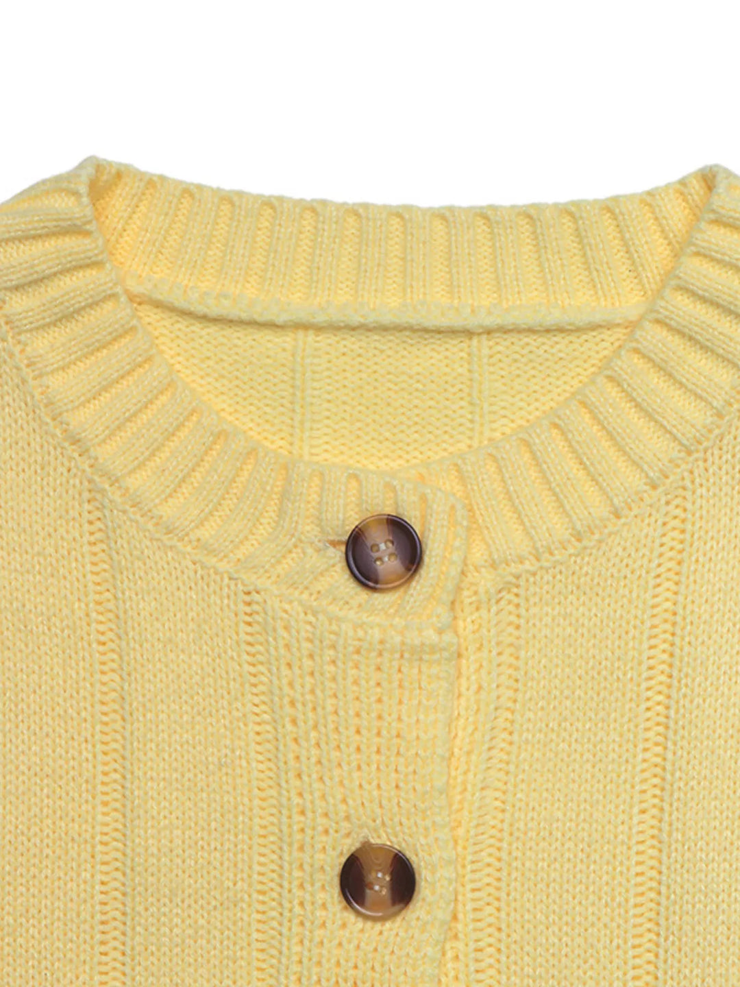 Ribbed knit button-front cardigan with dropped shoulders