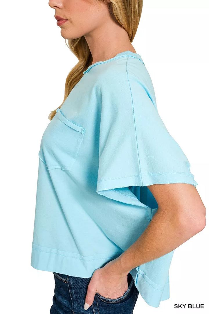 Exposed seam boxy pocket tee with drop shoulder