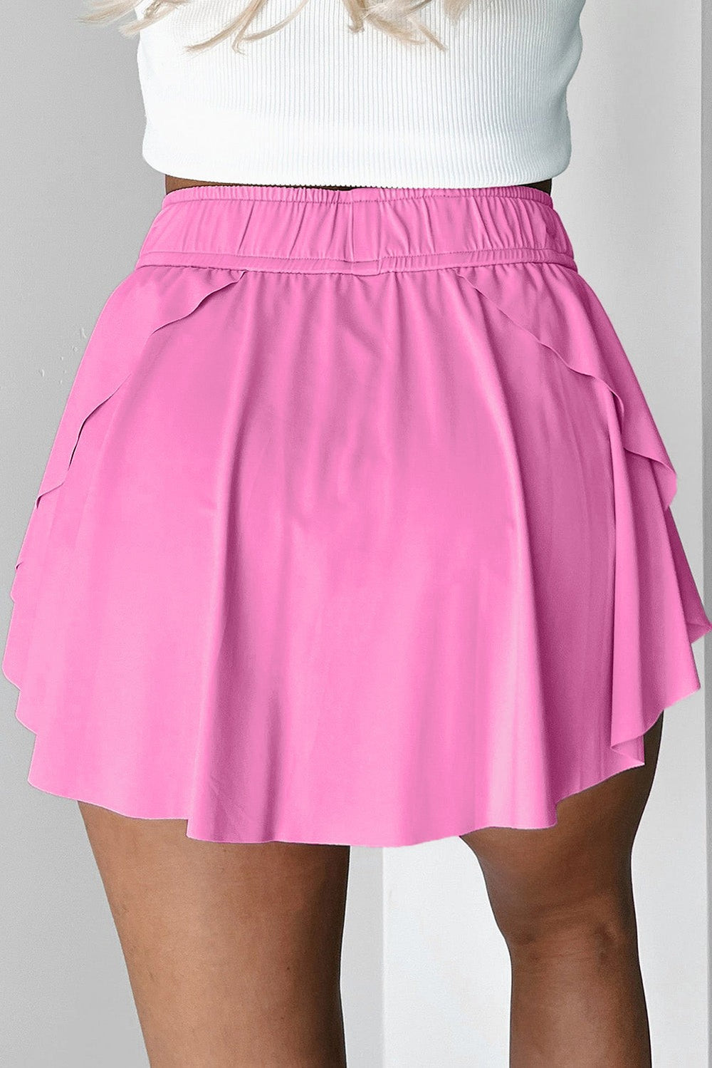 High-rise drawstring tennis skort with built-in liner