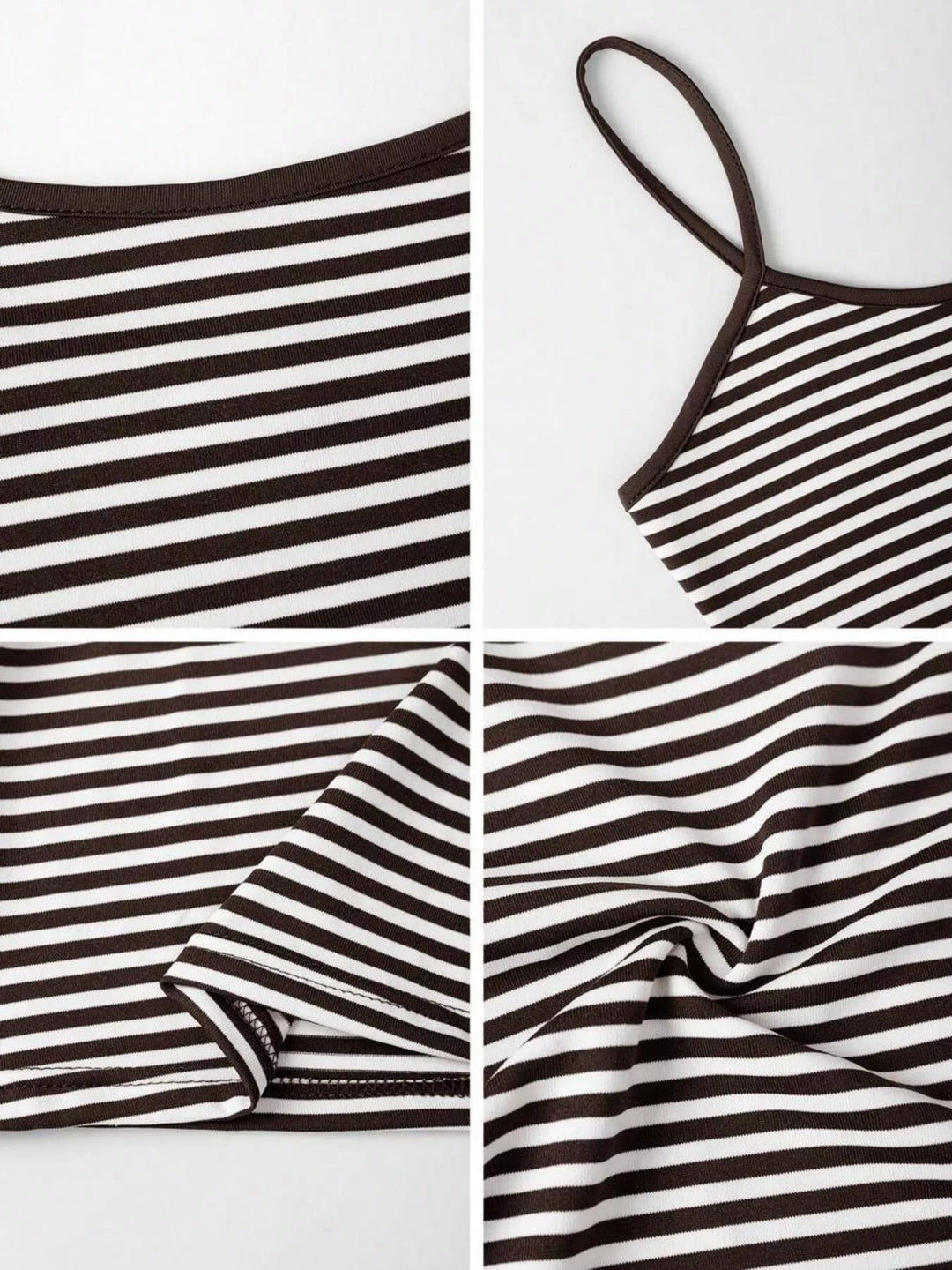 Striped spaghetti strap scoop neck crop cami