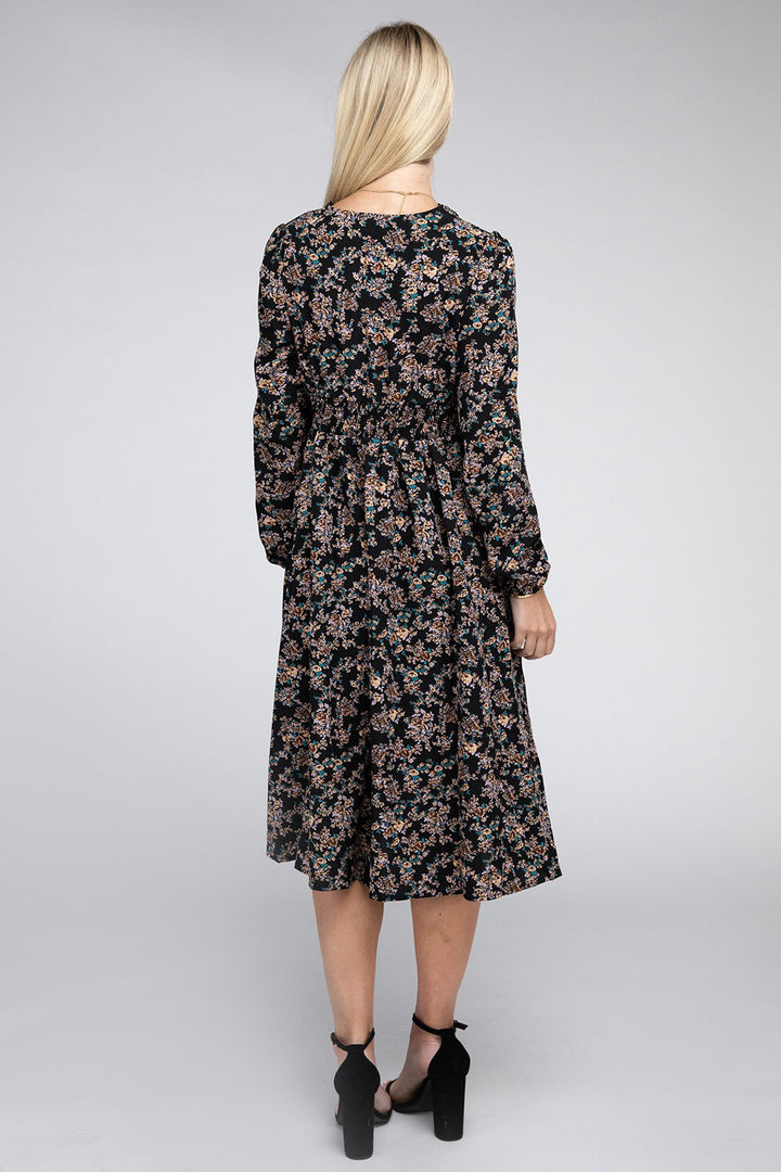 Contrast Lace Floral Print Dress - Azoroh