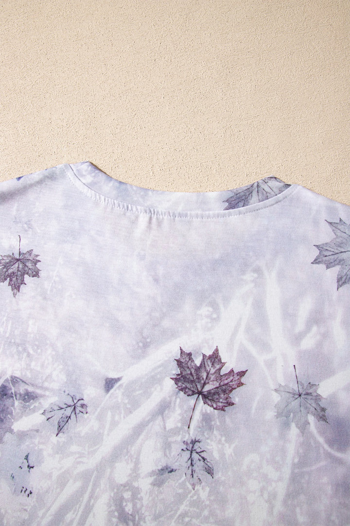 Woodland leaf camo print drop shoulder tunic tee
