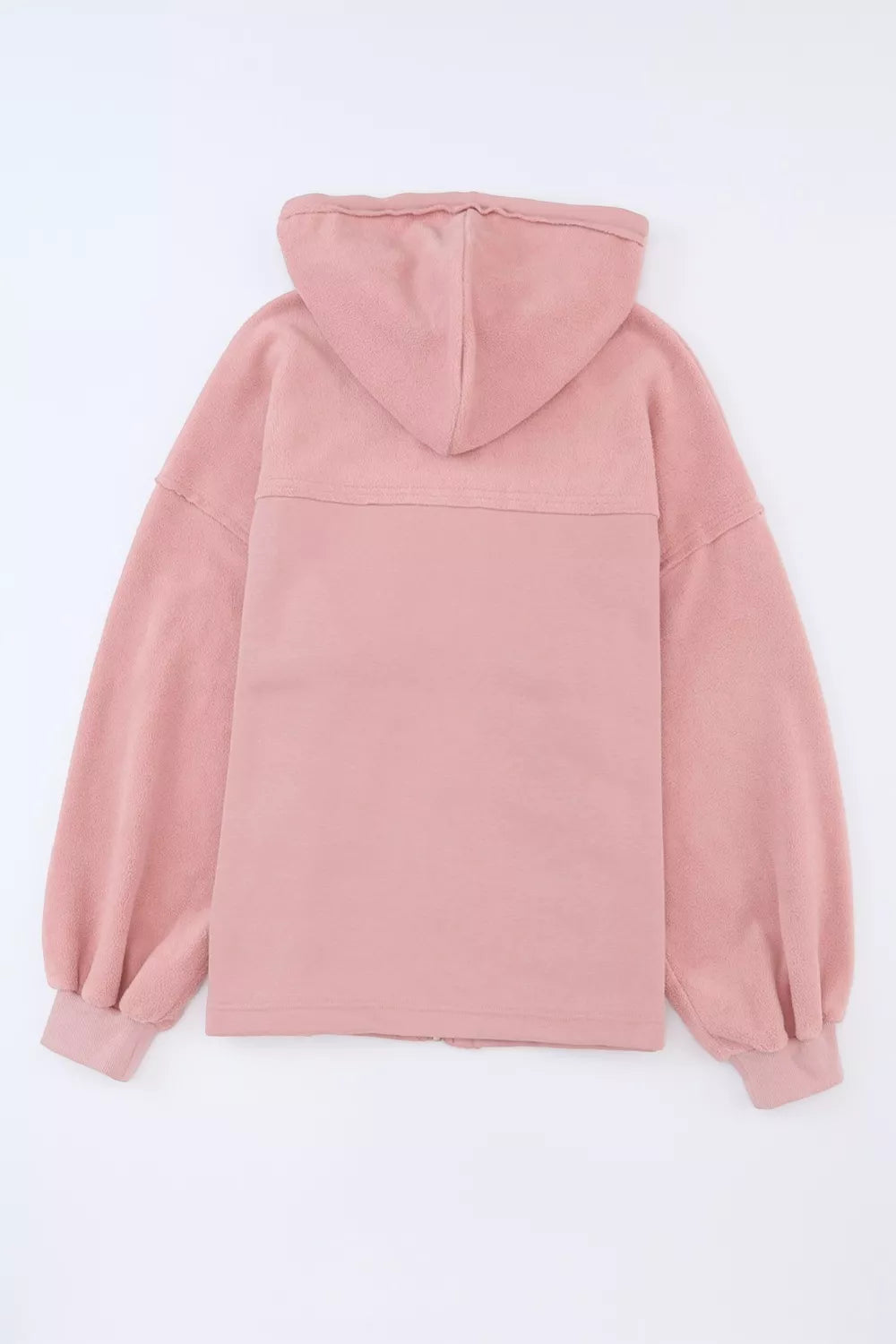 Zip-up hooded fleece jacket with flap pockets