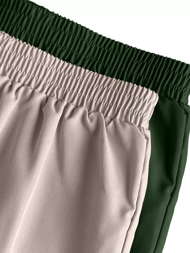 Elastic waist cargo jogger pants with flap pockets, 2-piece set