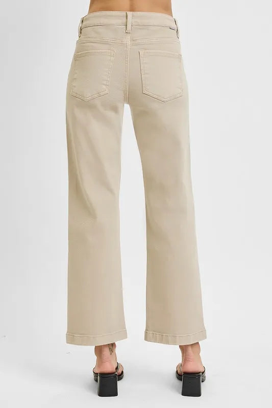 Tummy control mid-rise straight-leg ankle jeans
