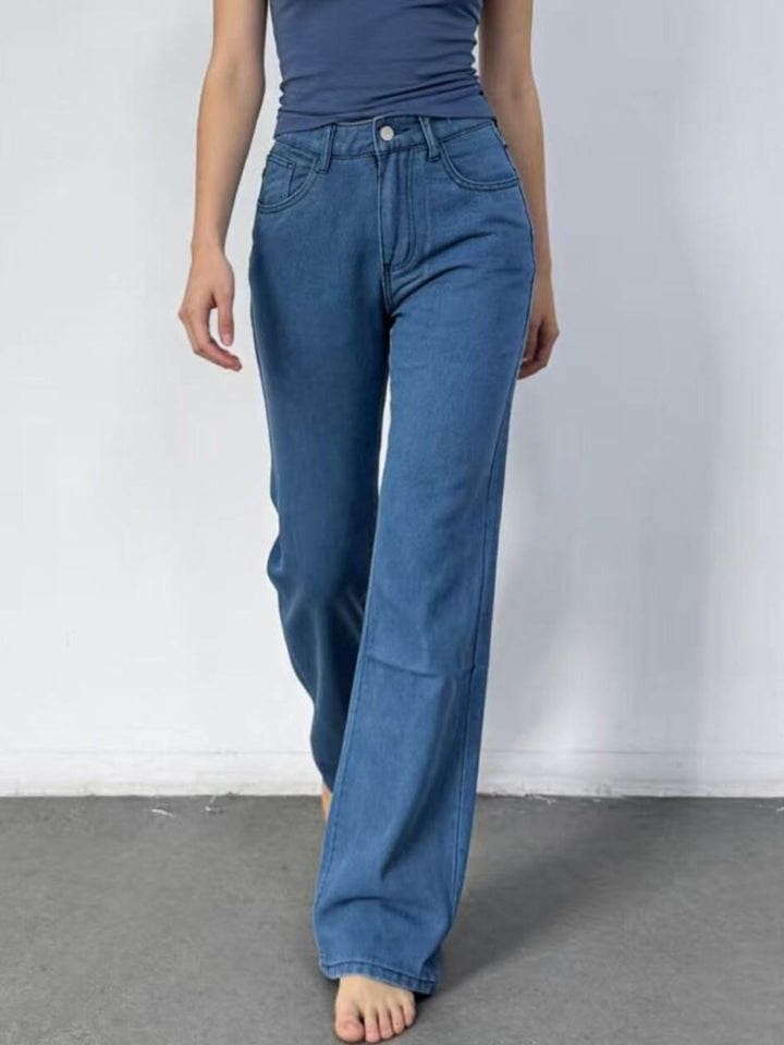 High-rise wide-leg jeans with butterfly back detail