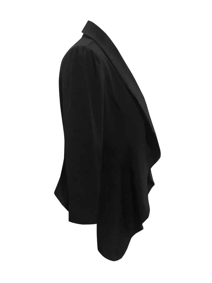 Open front shawl collar longline blazer