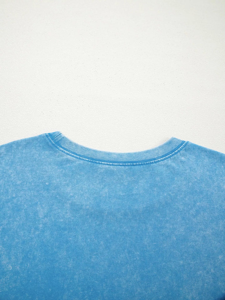 Mineral wash oversized drop-shoulder crew neck tee