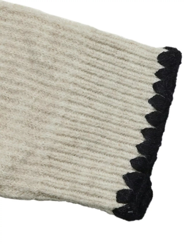 Contrast trim ribbed knit polo sweater with dropped shoulders
