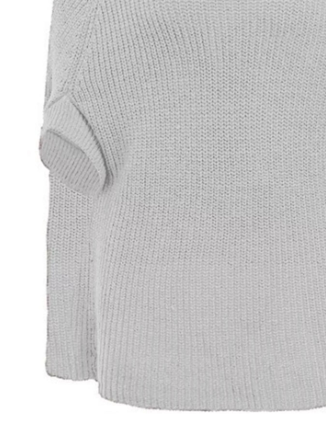 Ribbed turtleneck cape sweater with side slits