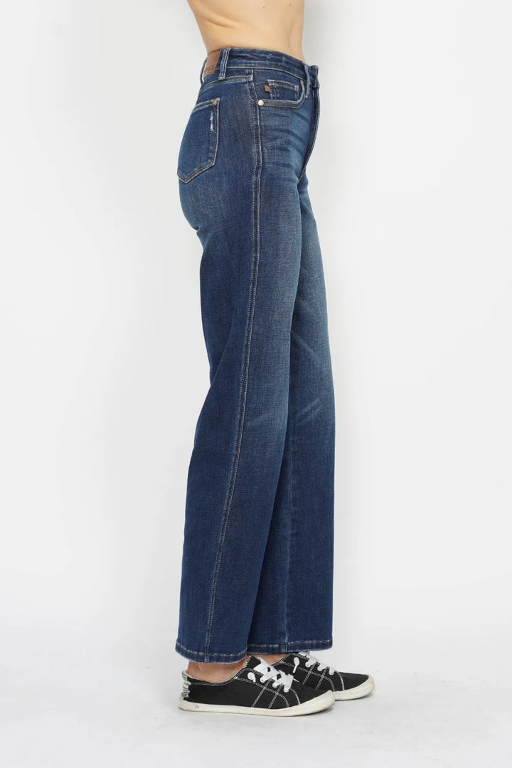 High-rise tummy control straight-leg jeans