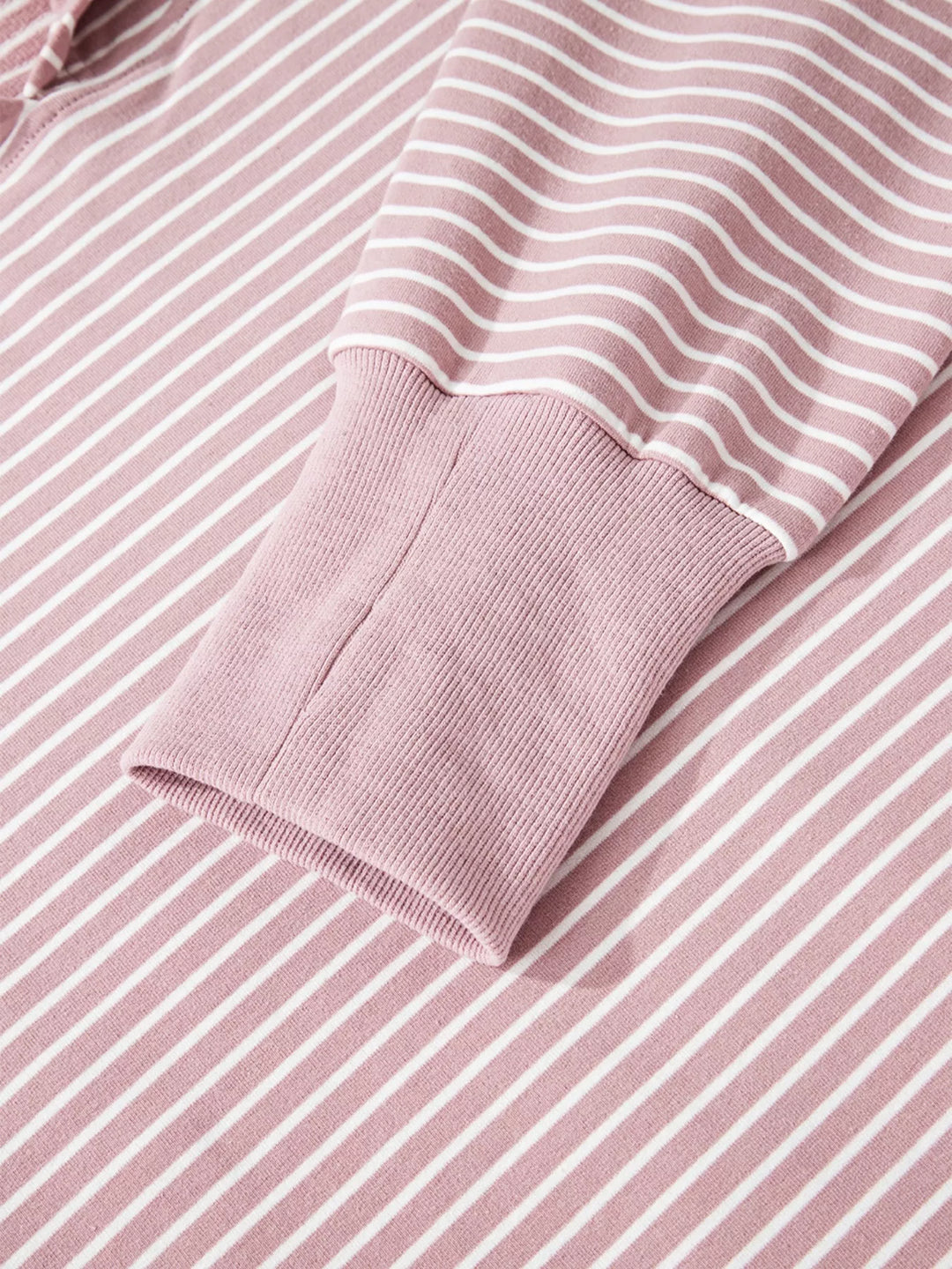 Striped drop-shoulder hoodie with thumbhole cuffs and side slits