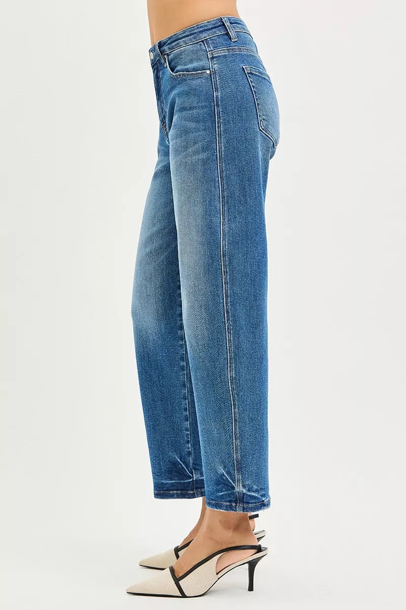 Slouchy cropped barrel-leg jeans with high-rise waist